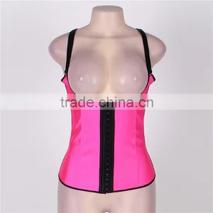 High Quality Ready Stock 4 Colors Full Size 4 Steel Boned Latex Corset Waist Trainer Vest thumbnail-1
