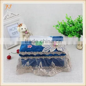 Blue Fabric Tissue Box Cover thumbnail-1