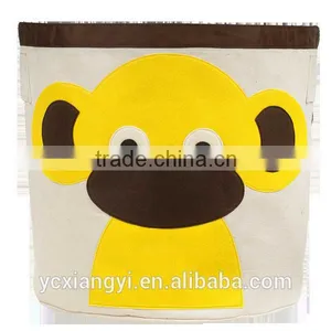 Cute Round Canvas Large Storage Box , Clothing Book Organizer Box Storage Basket thumbnail-4
