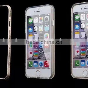 Aluminum Rhinstone Cover Case Diamond Bumper+TPU Cases Cover for Samsung Galaxy S6 Edge, Diamond Bumper Case for Samsung S6 thumbnail-2