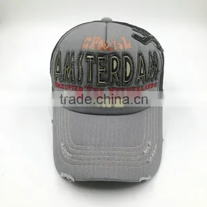 Washed Cotton Distressed Mesh Back Trucker Cap Wholesale thumbnail-3