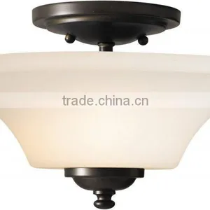Brushed Steel 2 Light Semi-Flush Ceiling Fixture thumbnail-2