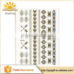 Silvery Gold Hand Tattoo Sticker Flash Non Toxic Customized Waterproof Temporary Tattoo Sticker thumbnail-3