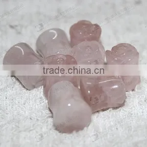 Rose Quartz Carved Flower Ear Piercing Plugs thumbnail-2