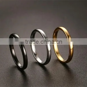 2 mm Thin Band IP Black Plating High Polish Tungsten Carbide Ring thumbnail-3
