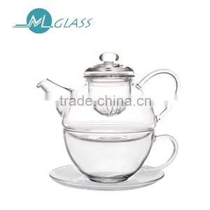 Wholesale 400ml Pyrex Glass Teapot With Bow and Tray High Borosilicate Glassware N6381 thumbnail-1