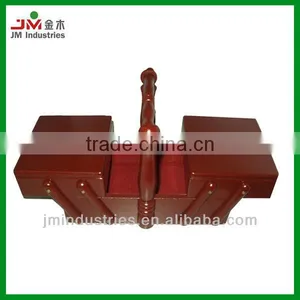Foldable Wood Sewing Box With Handle thumbnail-1