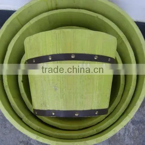 Set of 4 Round Wooden Barrel thumbnail-1