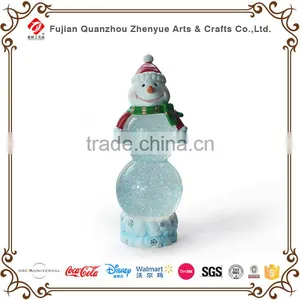 Polyresin Cute Snowman Customized Christmas Glass Snow Water Ball Decoration Resin Unique Shape Snowman Snow Globe thumbnail-1