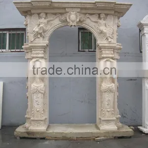 Yellow Travertine Stone Arch Marble Door Frame thumbnail-2