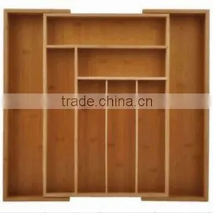 Bamboo Utility Drawer Expandable Kitchen Cutlery Utensil Tray Storage Organizer thumbnail-1