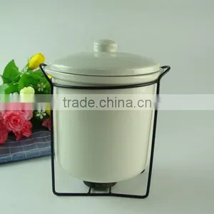 Cheap Ivory White Porcelain Soup Tureen With Lid & Iron Stand thumbnail-2