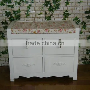 White Wooden Cabinet With 4 Drawers and 2 Locker/wooden Cabinet With Wicker Drawers thumbnail-1
