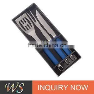 Decorative and Simple Stainless Steel Food Grade Quality Bbq Tool Set With Colored Plastic Handle thumbnail-1