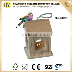 House Shape Wooden Bird Feeder Hanging in Garden for Sale thumbnail-1