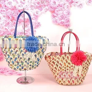 Corn Husk Woven Shoulder Straw Bags Wholesale thumbnail-2