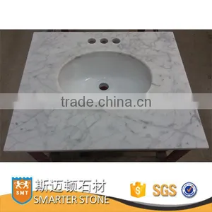 Bianco Carrara Marble White Vanity Top With Oval Cutout thumbnail-1