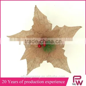 Bulk Buy Linen Poinsettia Flower Christmas Decorations thumbnail-5