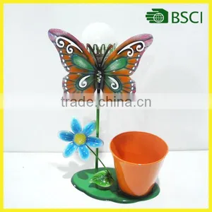 YS15085 Metal Craft Butterfly With Flower Pot Light for Garden Decoration thumbnail-1
