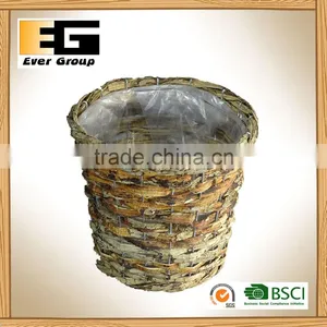 Round Woven Rattan Garden Basket for Planting Decoration Storage thumbnail-1