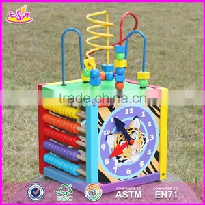 Educational Multi-function 5 in 1 Wooden Toy Baby Activity Cube W11B136-S thumbnail-6
