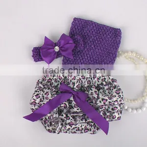 Wholesale Adorable Baby Diaper and Crochet Tube Top3 Sets , Satin Baby Bloomers, Baby Ruffle Bloomers thumbnail-1