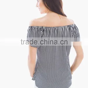 Women's Off--shoulder Striped Tops thumbnail-2