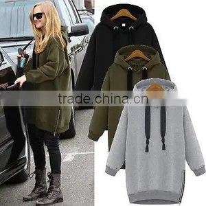 Women European Winter Cotton Hoodie With Big Hood Long Sweater Zipper Pullover Sweatshirt Coat Cardigan thumbnail-1