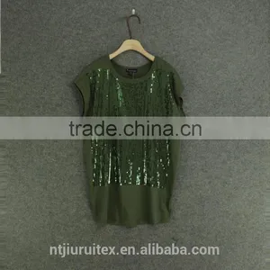 Women Fashion Sequins T-shirts /sequins Embroidery Decoration Blouse/sequin Tank Tops thumbnail-1
