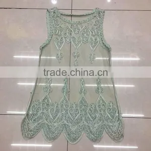 Women Jinhua Stock Apparel Cheap Lace Sexy Sleeveless Transparent Tops thumbnail-1