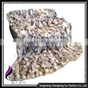 CX-D-85 Patchwork Fox Fur Throw Fur Blanket thumbnail-1