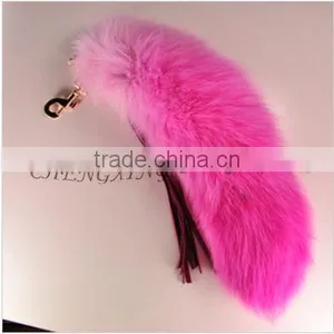 CX-R-50 Pink Keychain 2016 Fashion Genuine Fox Fur Pendant For Bag Cute Key Ring thumbnail-1