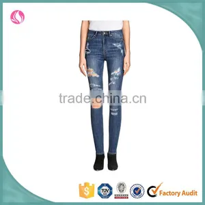 Ladies Top Design Denim Fabric Distressed Jeans Women Jeans Pent Pants for Woman thumbnail-1