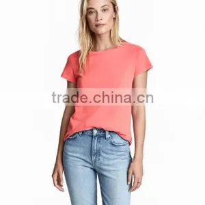2017 High Quality Fashion Women Cotton T Shirt Round Neck OEM Service Machine Wash Bulk Clothing thumbnail-1