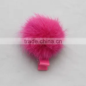Myfur New Design Cute Fur Hairpin Real Mink Fur Pompom Hairpin For Girls thumbnail-2