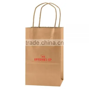 USA Made Metals Kraft Shopping Bag - Made of Natural Kraft Paper, Dimensions Are 5.25" x 3.25" x 8.5 and Comes With Your Logo. thumbnail-2