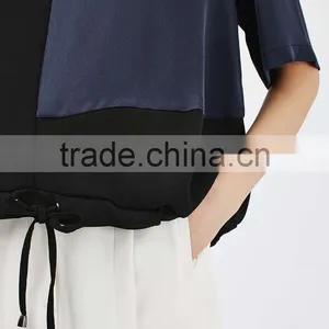China Wholesale Assorted Colors Drawstring Blank t Shirts Women Plain T-shirts thumbnail-3