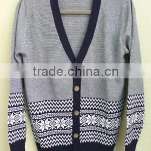 The Deep V Neck Button Emboridery Cardigan Casual Men Knitted Sweater Men (Maco Johnston) thumbnail-1