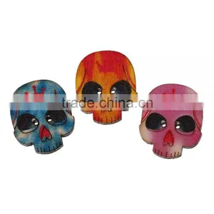 New Design Mixed Color Two Holes Skull Shaped Wood Buttons thumbnail-3