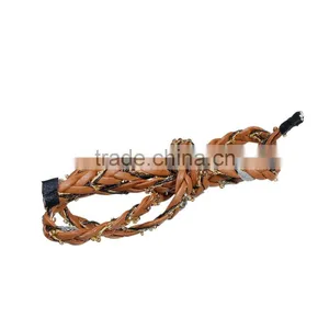 High Quality Brown Seed Beads Braiding PU Leather Cord thumbnail-1
