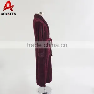 Hot Selling Minky Collar Soft Flannel Fleece Long Bathrobe Gown thumbnail-5