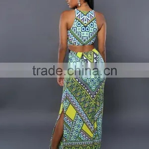 2017 Ladies Fashion Sexy Bandage Dresses Sleeveless Digital Printed Connect Dress Skirts Women Modern African Dress Style thumbnail-3