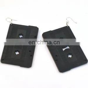 Big Size Hip Hop Customized Good Wood Cassette Tape Earring thumbnail-1