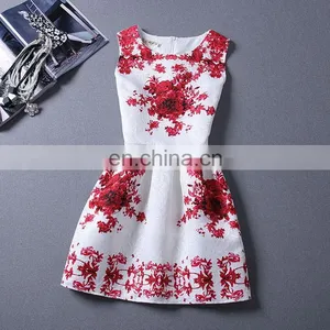 Summer Style Girl's Flower Printed Dress Sleeveless Formal Party Dress thumbnail-4