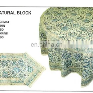 HAND BLOCK PRINTED TABLE CLOTH MAT & NAPKIN thumbnail-1