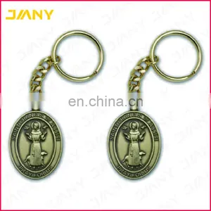 Custom Antique Gold or Silver Plated St Francis of Assisi Keychain Christian thumbnail-2