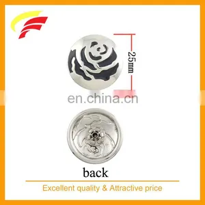 Zinc Alloy Custom Enameled Rose Flower Pattern Snap Button thumbnail-2