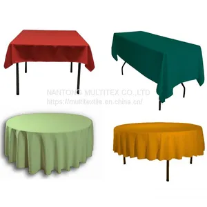 White Polyester Plain Visa Rectangle Table Cloth for Banquet and Wedding Events thumbnail-2