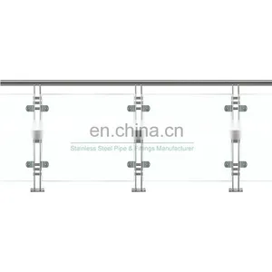 Modern House Stainless Steel 304 316 Terrace Glass Balustrade Balcony Plexiglass Railing Designs thumbnail-5