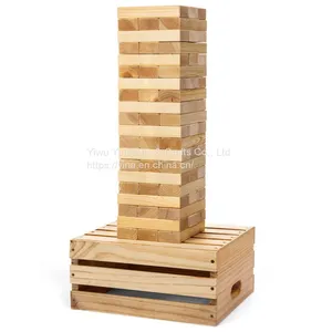 Custom Wooden Wedding Giant Tumble Blocks With Carrying Crate thumbnail-1